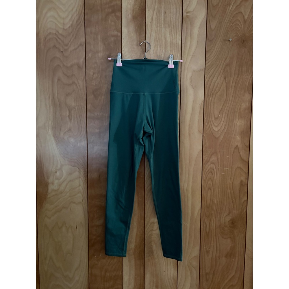 Barre3 Womens High Waisted Athletic Leggings Teal Green‎ Yoga Pants Size XS S